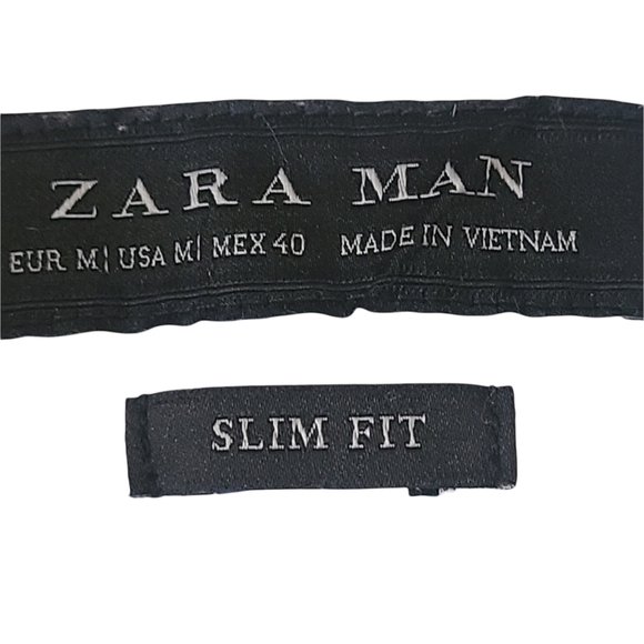 Zara Man long-sleeved white  blue bug slim fit buttoned up shirt - Picture 8 of 14